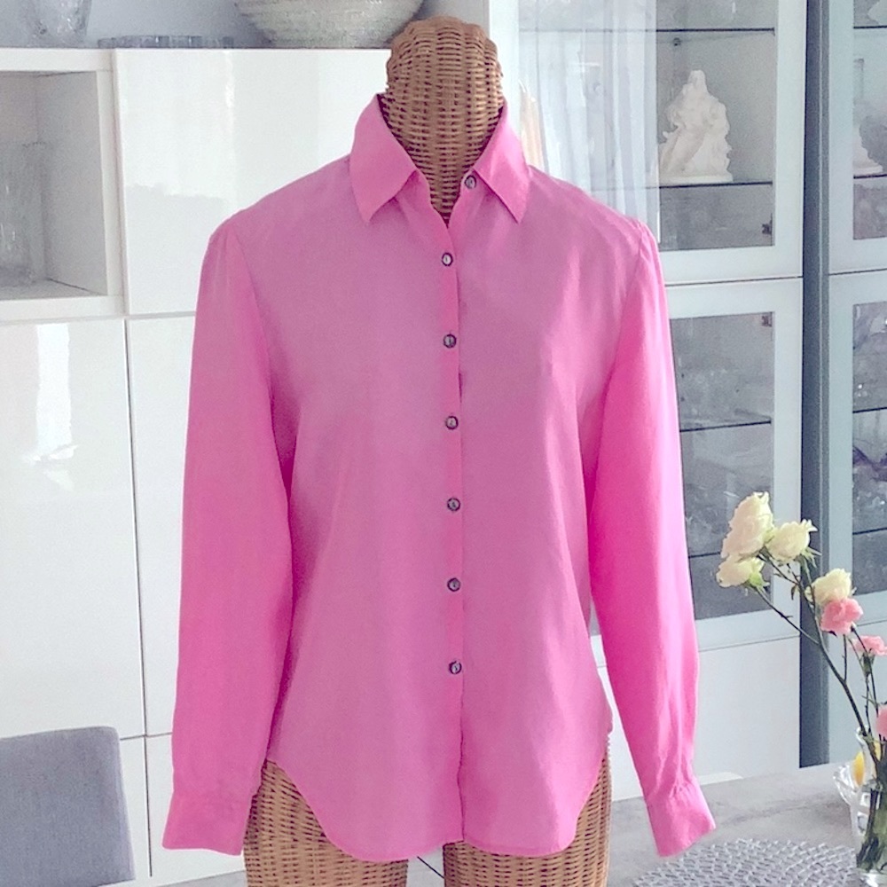 100% silk button down, size 8, like new